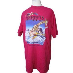 Vintage 90s Harry T's Destin Florida Yacht Club Hot Pink Tee Shirt